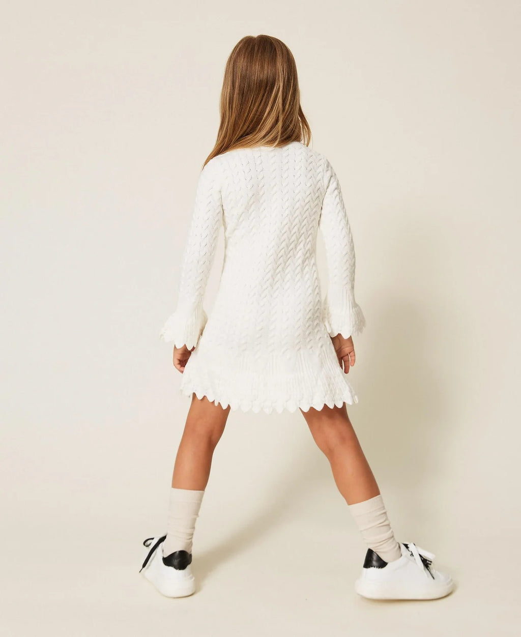 Abito corto baby in maglia a trecce