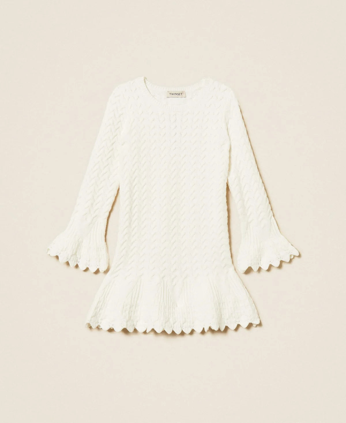Abito corto baby in maglia a trecce