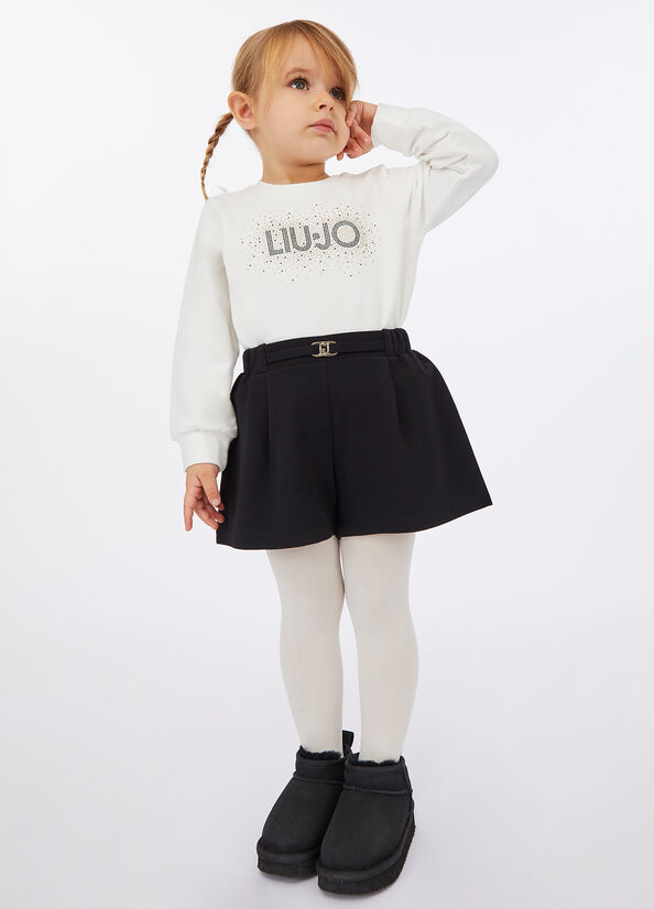 Felpa in cotone con logo e strass