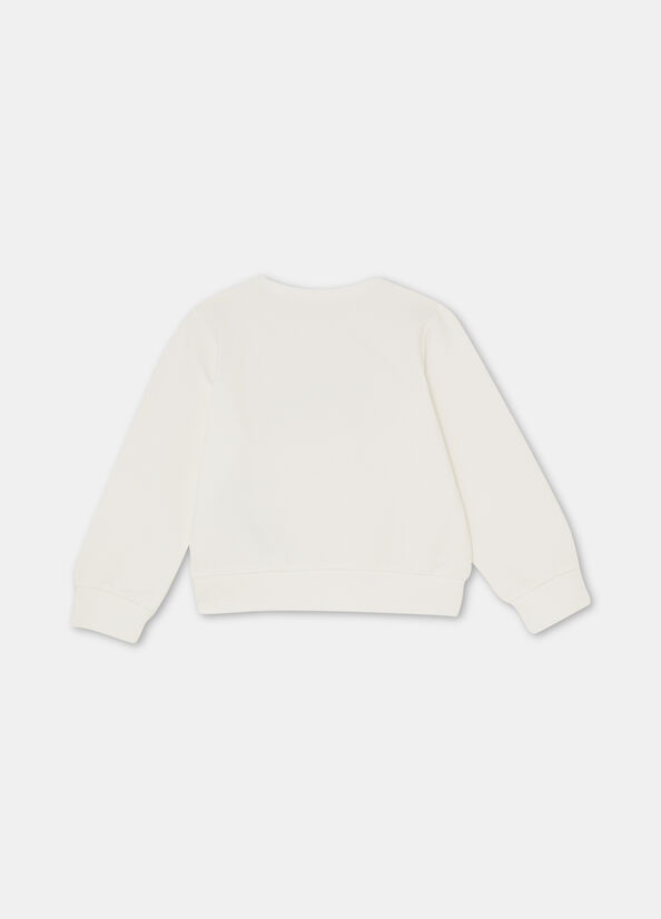 Felpa in cotone con logo e strass