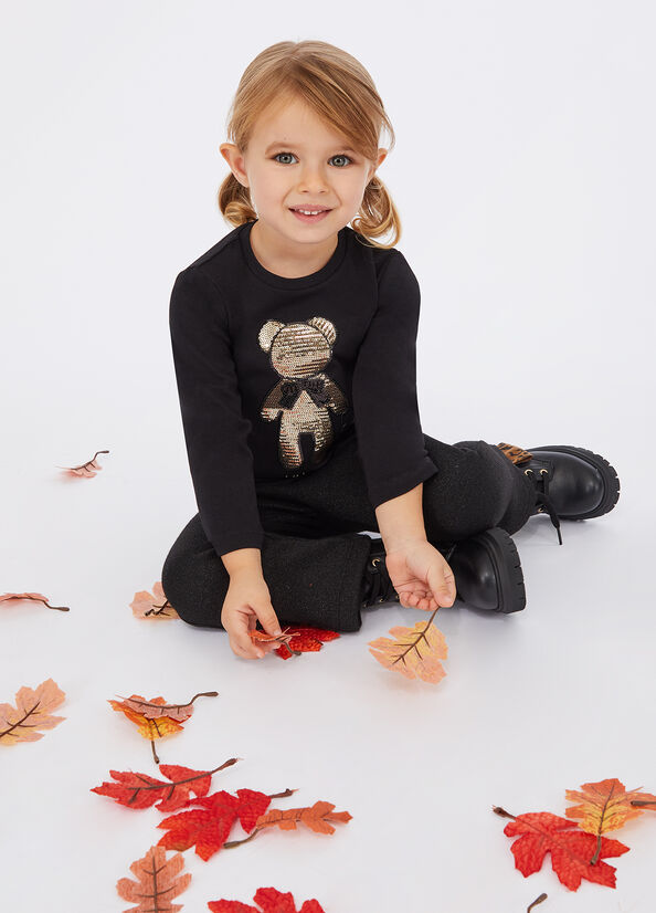 T-shirt in cotone con paillettes