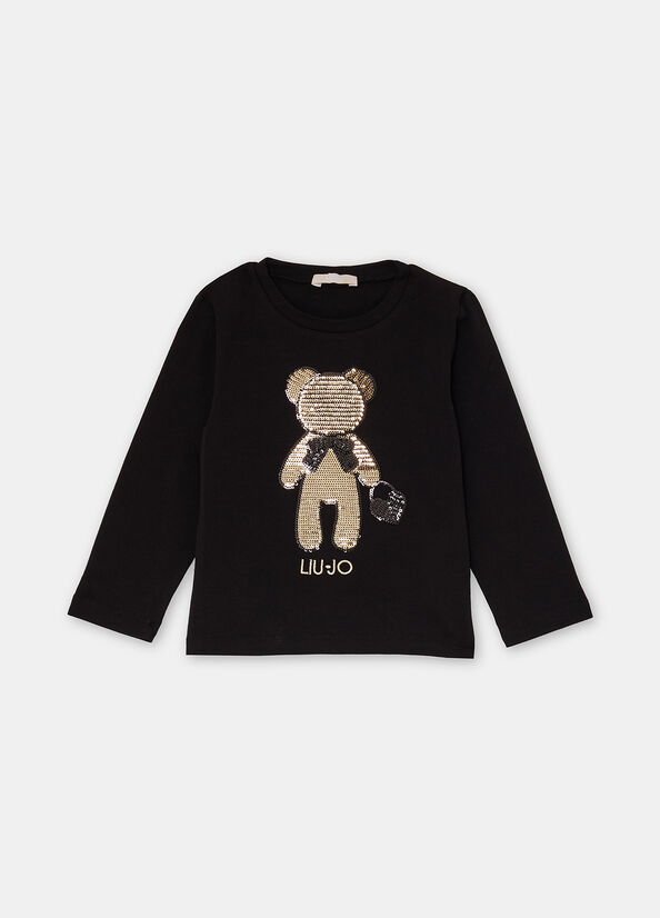 T-shirt in cotone con paillettes