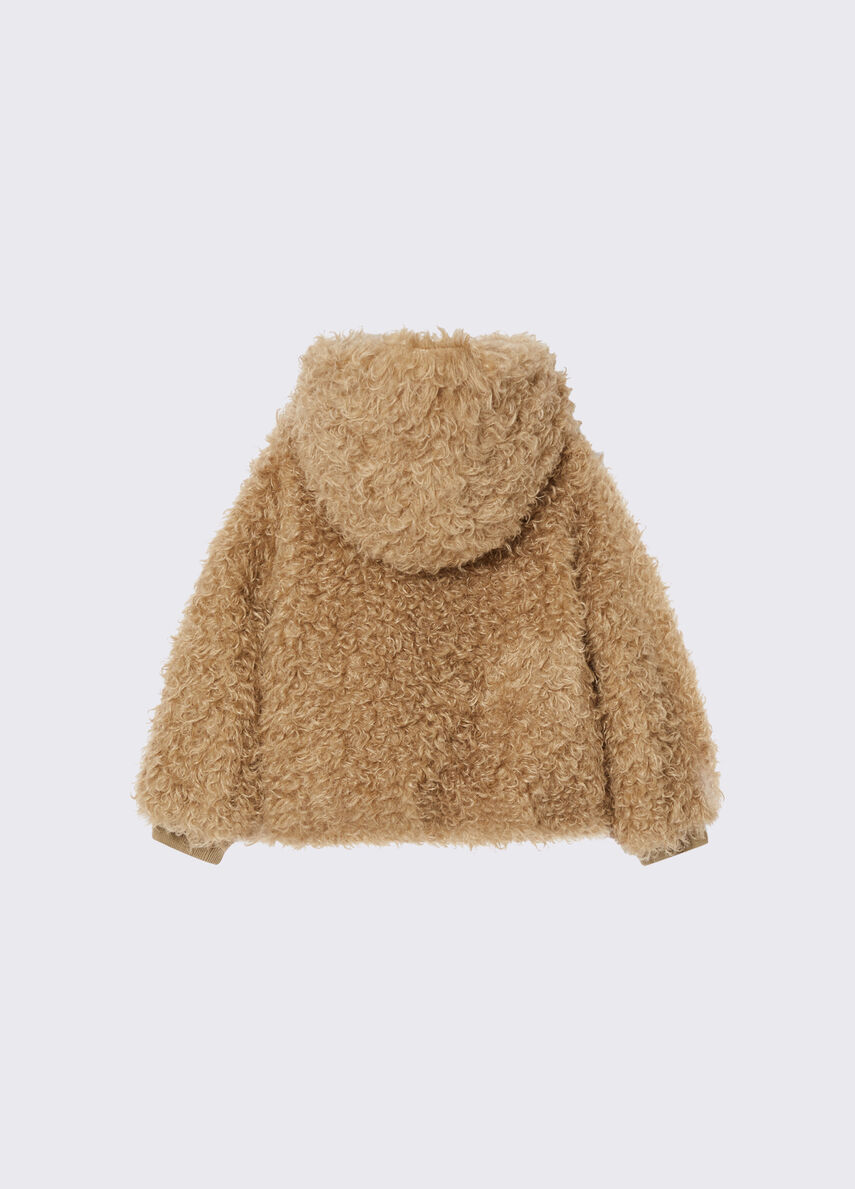 Giaccone in teddy con cappuccio