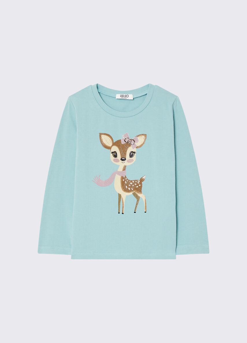 T-shirt in jersey con stampa